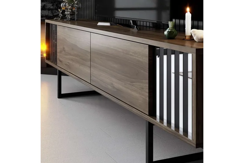 TV-skab Krom Linje Valnød / Sort - Valnød / Sort - Møbler - TV borde & mediemøbler - TV-borde