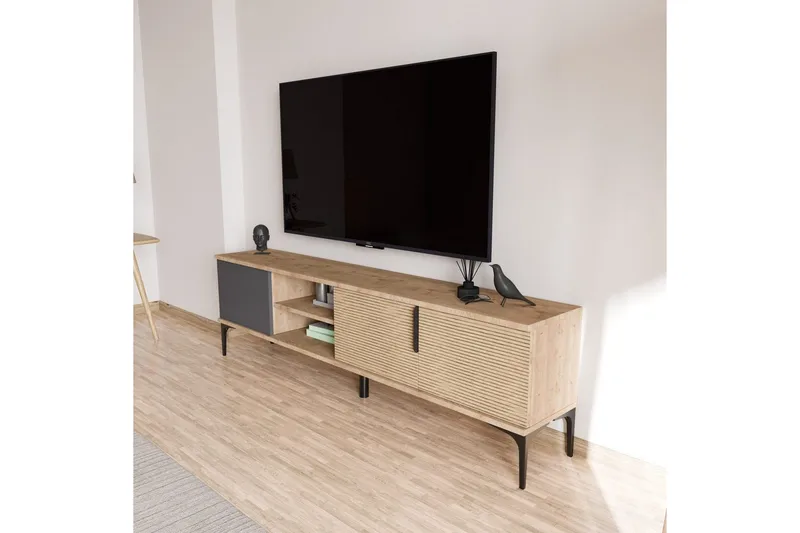 TV-skab Kunar Antracit / Eg - Antracit / Eg - Møbler - TV borde & mediemøbler - TV-borde