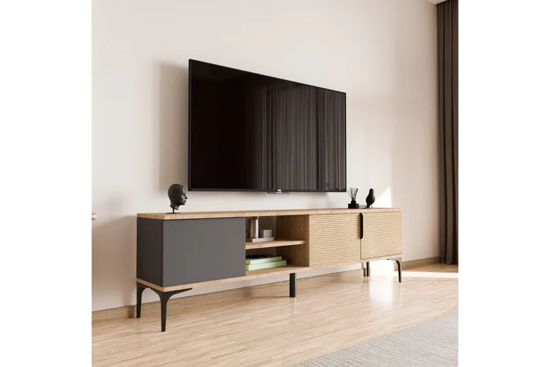 TV-skab Kunar Antracit / Eg - Antracit / Eg - Møbler - TV borde & mediemøbler - TV-borde