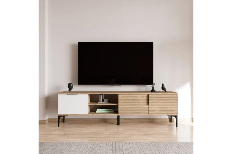 TV-skab Kunar Hvid / Eg - Hvid / Eg - Møbler - TV borde & mediemøbler - TV-borde