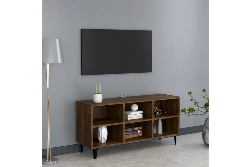 tv-skab m. metalben 103,5x30x50 cm brun eg - Brun - TV-borde