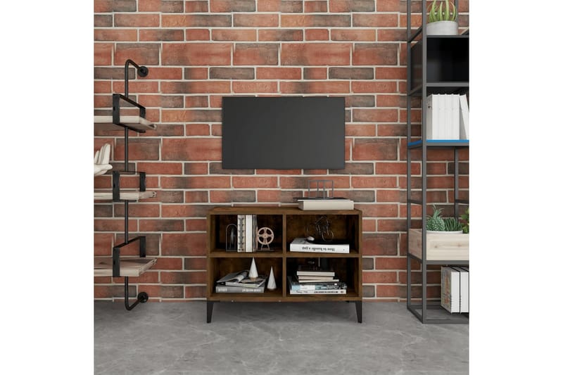 tv-skab m. metalben 69,5x30x50 cm røget eg - Brun - Møbler - TV borde & mediemøbler - TV-borde