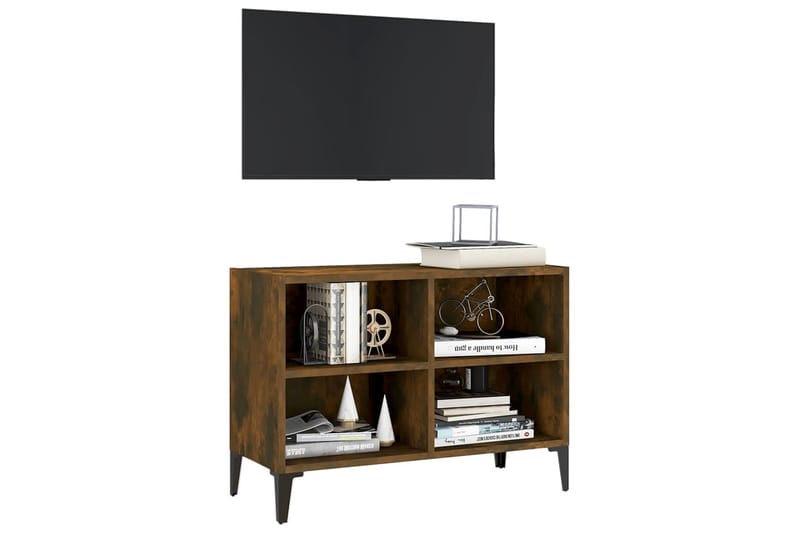 tv-skab m. metalben 69,5x30x50 cm røget eg - Brun - Møbler - TV borde & mediemøbler - TV-borde
