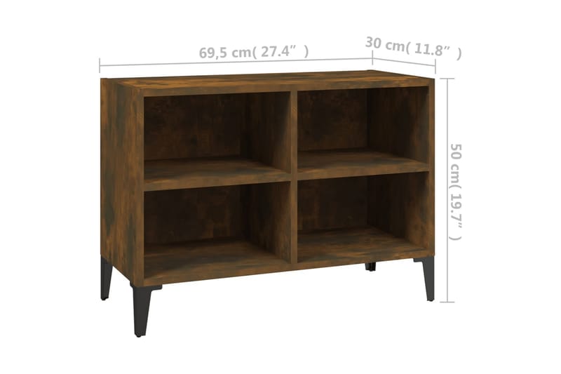 tv-skab m. metalben 69,5x30x50 cm røget eg - Brun - Møbler - TV borde & mediemøbler - TV-borde