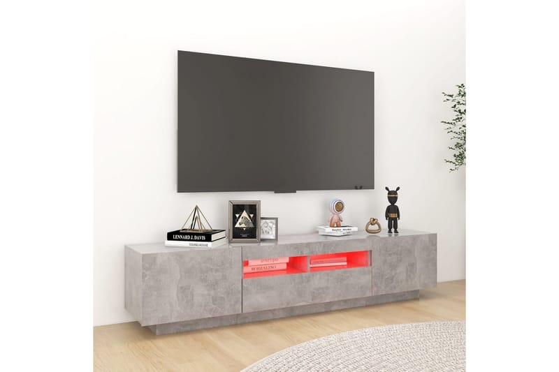 tv-skab med LED-lys 180x35x40 cm betongrå - Grå - TV-borde