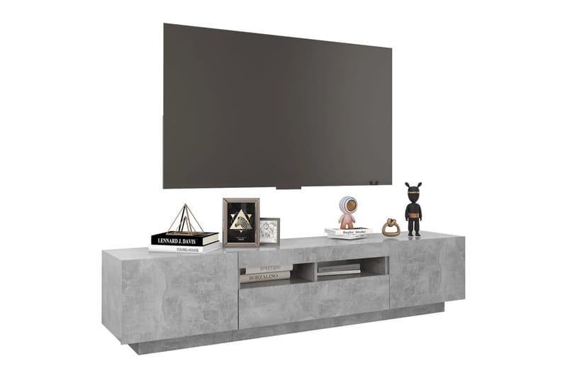 tv-skab med LED-lys 180x35x40 cm betongrå - Grå - TV-borde