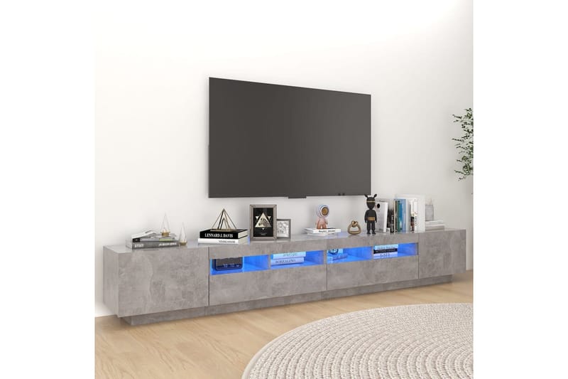 tv-skab med LED-lys 260x35x40 cm betongrå - Grå - TV-borde
