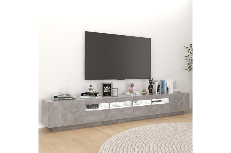 tv-skab med LED-lys 260x35x40 cm betongrå - Grå - TV-borde