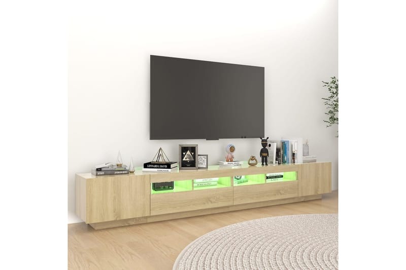 tv-skab med LED-lys 260x35x40 cm sonoma-eg - Brun - TV-borde