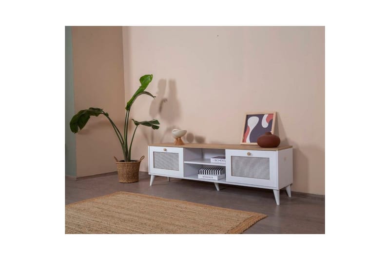 TV-skab Mjudi Håndværk Hvid / Eg - Hvid / Eg - Møbler - TV borde & mediemøbler - TV-borde