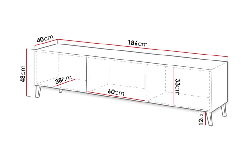 Novaj Fritstående Tv-bord 40 cm med Opbevaring i Malet Træ - Sort - Møbler - TV borde & mediemøbler - TV-borde