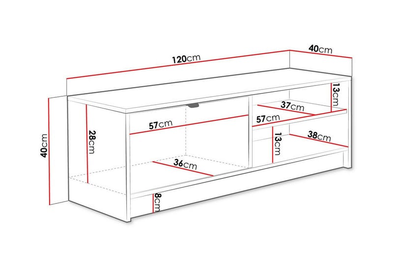 Novaj TV-skab 120 cm - Hvid - TV-skab