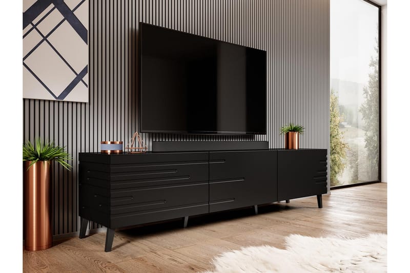 Novaj Tv-skab 155 cm - Sort - Møbler - TV borde & mediemøbler - TV-skab