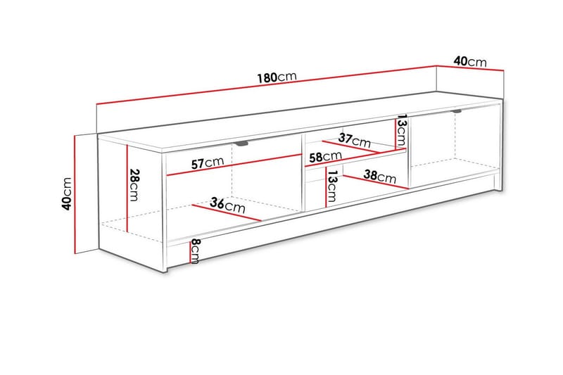 Novaj TV-skab 180 cm - Hvid - TV-skab