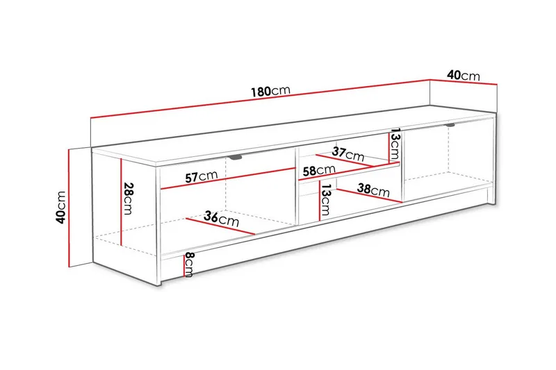 Novaj TV-skab 180 cm - Sort - Møbler - TV borde & mediemøbler - TV-borde