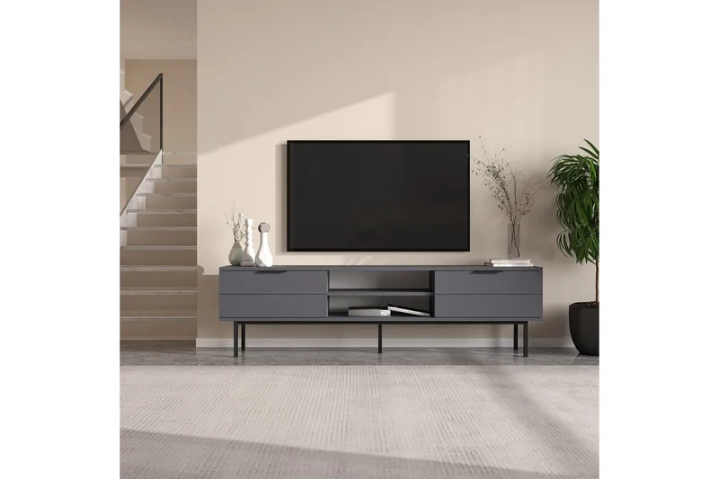 TV-skab Ranjit Antracit - Antracit - Møbler - TV borde & mediemøbler - TV-borde