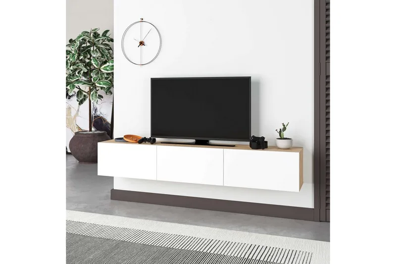 TV-skab Rasab 180 Sudamal Eg / Hvid - Sudamal Eg / Hvid - Møbler - TV borde & mediemøbler - TV-borde