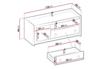 Rathmore Gulvstående Tv-bord 110 cm med Opbevaring i Eg - Antracit - Møbler - TV borde & mediemøbler - TV-borde