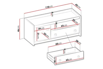 Rathmore TV-bord 110 cm - Grå - Møbler - TV borde & mediemøbler - TV-borde