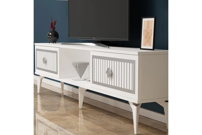 TV-skab Sivaji Hvid / Sølv - Hvid / Sølv - Møbler - TV borde & mediemøbler - TV-borde