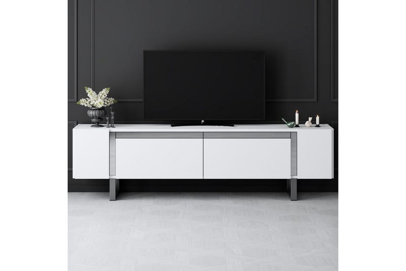 TV-skab Sozi Hvid / Sølv - Hvid / Sølv - Møbler - TV borde & mediemøbler - TV-borde