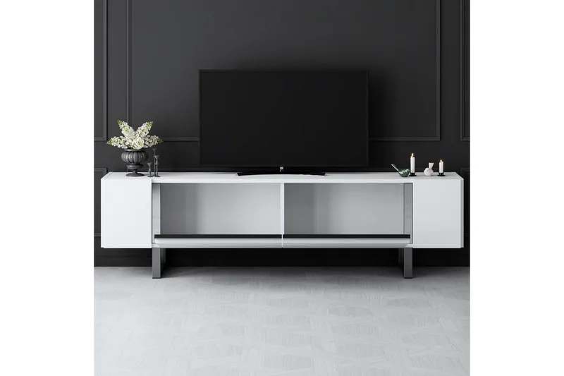 TV-skab Sozi Hvid / Sølv - Hvid / Sølv - Møbler - TV borde & mediemøbler - TV-borde