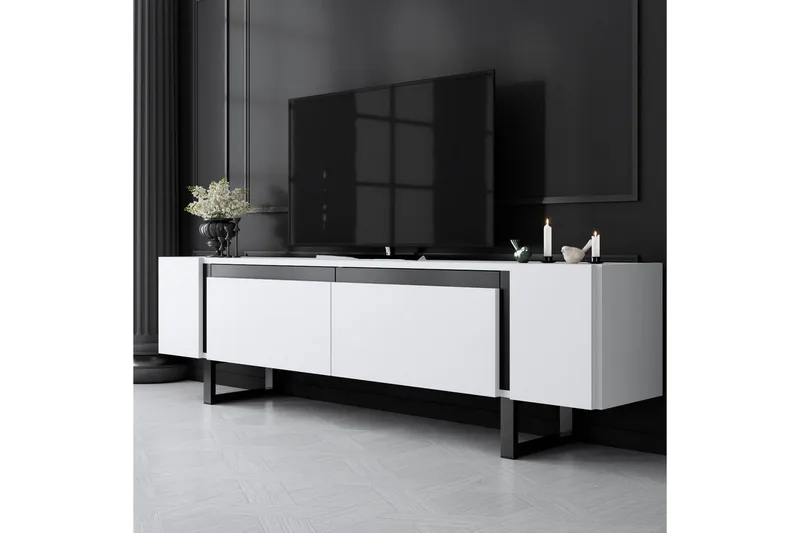 TV-skab Sozi Hvid / Sort - Hvid / Sort - Møbler - TV borde & mediemøbler - TV-borde