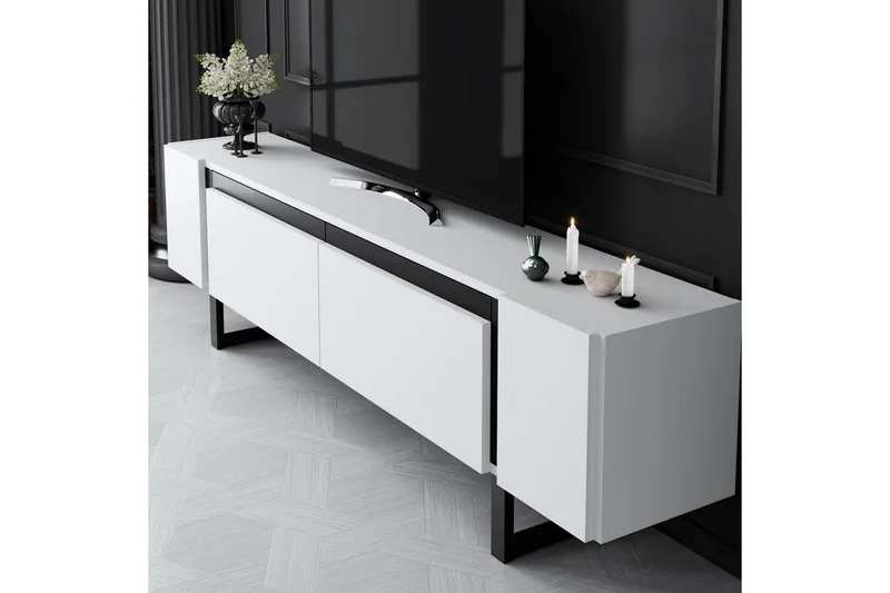 TV-skab Sozi Hvid / Sort - Hvid / Sort - Møbler - TV borde & mediemøbler - TV-borde