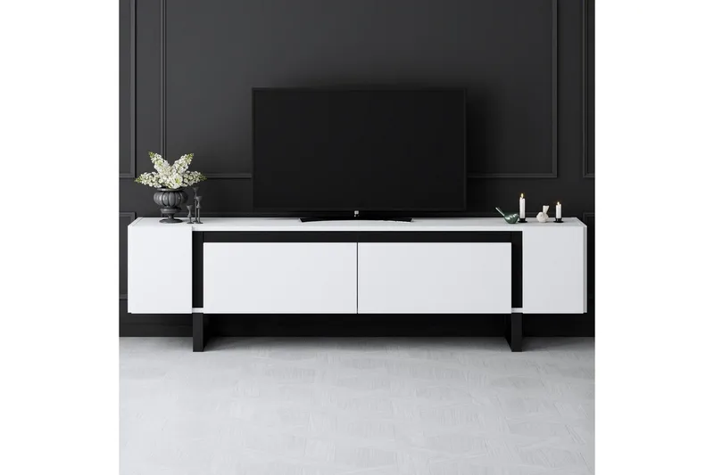 TV-skab Sozi Hvid / Sort - Hvid / Sort - Møbler - TV borde & mediemøbler - TV-borde