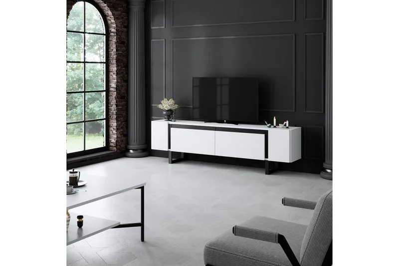 TV-skab Sozi Hvid / Sort - Hvid / Sort - Møbler - TV borde & mediemøbler - TV-borde