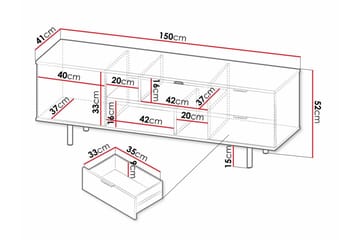 Staffin Fritstående Tv-bord 150 cm med Opbevaring i Malet Træ - Beige - Møbler - TV borde & mediemøbler - TV-borde