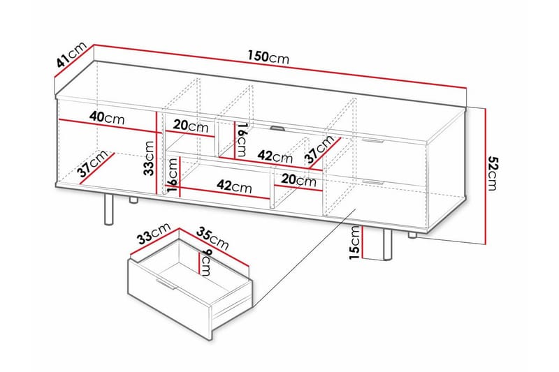 Staffin Fritstående Tv-bord 150 cm med Opbevaring i Malet Træ - Beige - Møbler - TV borde & mediemøbler - TV-borde