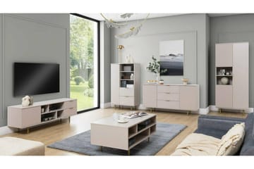 Staffin Fritstående Tv-bord 150 cm med Opbevaring i Malet Træ - Beige - Møbler - TV borde & mediemøbler - TV-borde