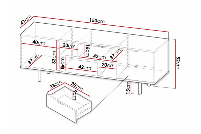 Staffin Fritstående Tv-bord 150 cm med Opbevaring i Malet Træ - Sort - Møbler - TV borde & mediemøbler - TV-borde