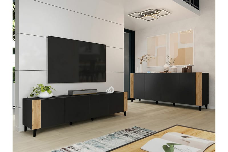 Strontian Tv-skåp 201 cm Scandinavian Choice Black - Møbler - TV borde & mediemøbler - TV-skab