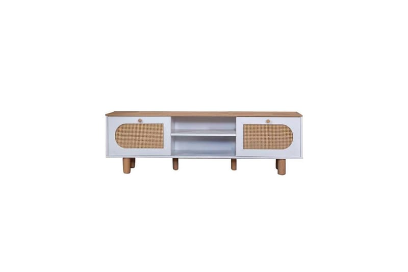 TV-skab Terra Hvid / Eg - Mellemfarvet træ/Hvid - Møbler - TV borde & mediemøbler - TV-borde