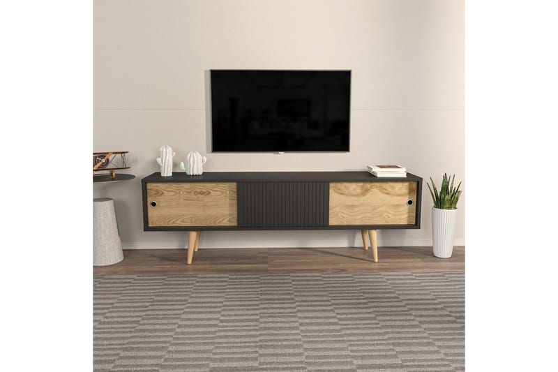 TV-skab Ticoman Antracit / Eg - Antracit / Eg - Møbler - TV borde & mediemøbler - TV-borde