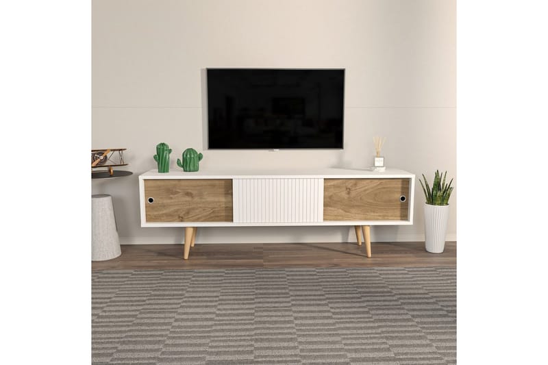 TV-skab Ticoman Hvid / Valnød - Hvid / Valnød - Møbler - TV borde & mediemøbler - TV-borde