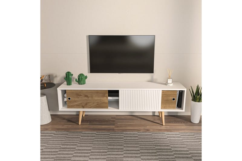 TV-skab Ticoman Hvid / Valnød - Hvid / Valnød - Møbler - TV borde & mediemøbler - TV-borde