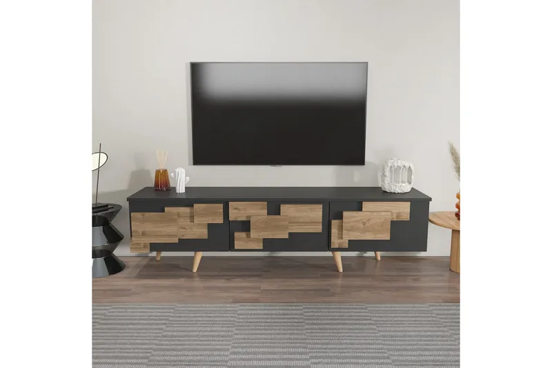 TV-skab Ticomannd Antracit / Valnød - Antracit / Valnød - Møbler - TV borde & mediemøbler - TV-borde