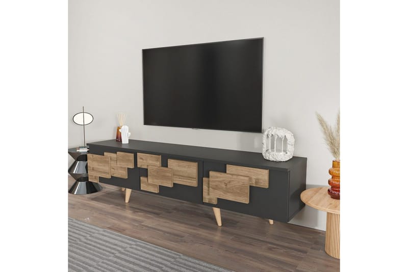 TV-skab Ticomannd Antracit / Valnød - Antracit / Valnød - Møbler - TV borde & mediemøbler - TV-borde