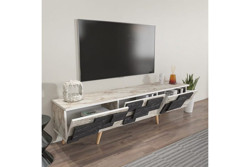 TV-skab Ticomannd Hvid / Marmor - Hvid / Marmor - Møbler - TV borde & mediemøbler - TV-borde