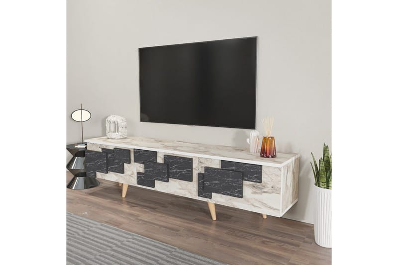 TV-skab Ticomannd Hvid / Marmor - Hvid / Marmor - Møbler - TV borde & mediemøbler - TV-borde