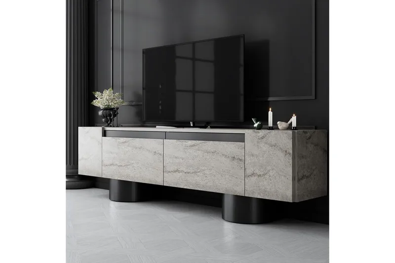 TV-skab Travertin / Sort - Travertin / Sort - Møbler - TV borde & mediemøbler - TV-borde