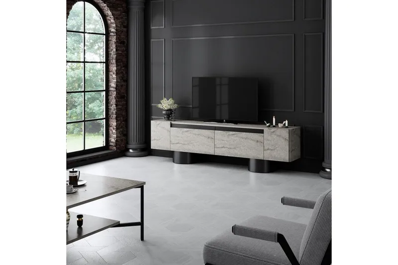 TV-skab Travertin / Sort - Travertin / Sort - Møbler - TV borde & mediemøbler - TV-borde