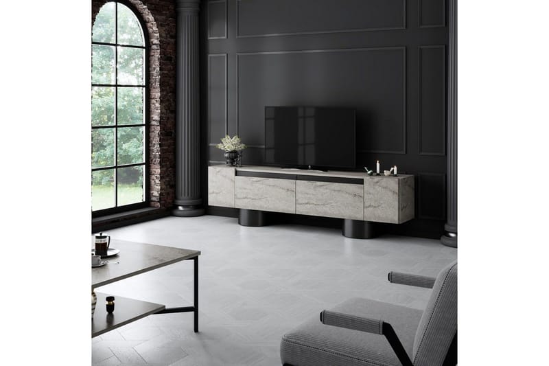 TV-skab Travertin / Sort - Travertin / Sort - Møbler - TV borde & mediemøbler - TV-borde