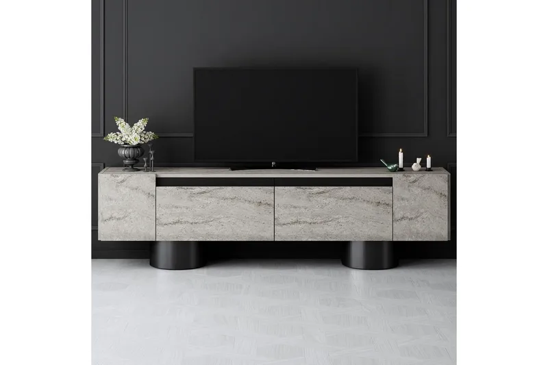 TV-skab Travertin / Sort - Travertin / Sort - Møbler - TV borde & mediemøbler - TV-borde