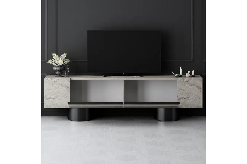 TV-skab Travertin / Sort - Travertin / Sort - Møbler - TV borde & mediemøbler - TV-borde