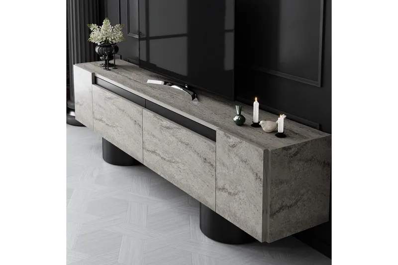 TV-skab Travertin / Sort - Travertin / Sort - Møbler - TV borde & mediemøbler - TV-borde