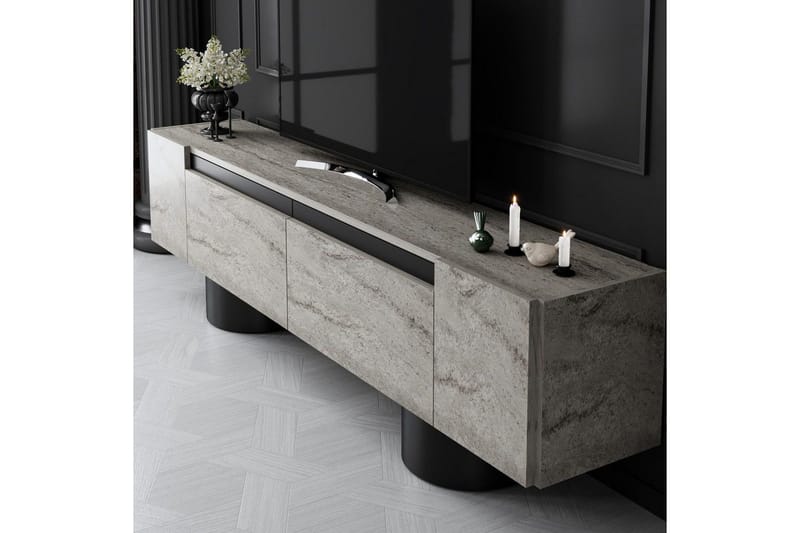 TV-skab Travertin / Sort - Travertin / Sort - Møbler - TV borde & mediemøbler - TV-borde